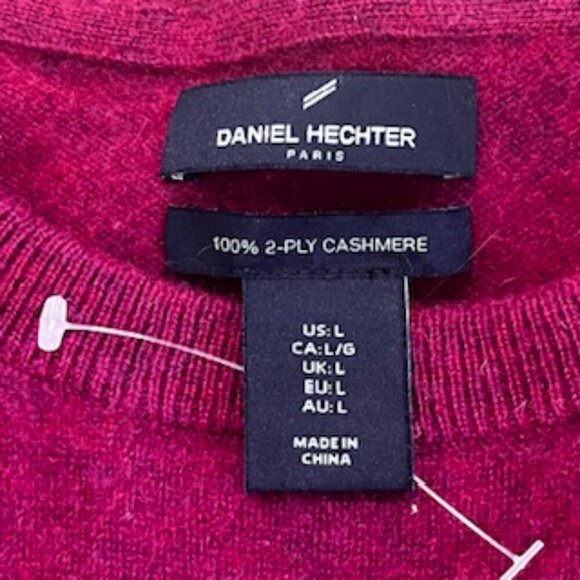 NEW Daniel Hechter Cashmere Burgundy Crew Neck Sweater Mens Size Large NWT - Picture 6 of 11